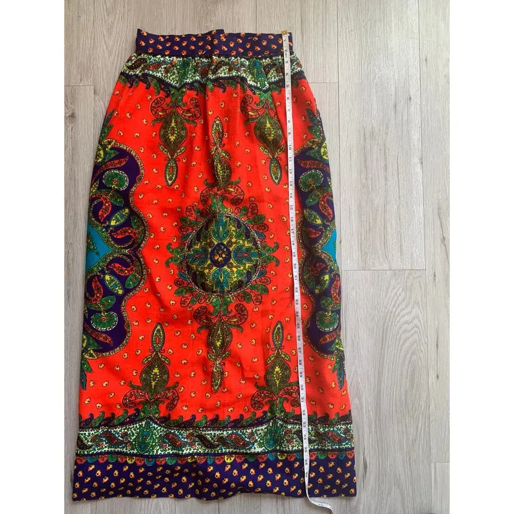Vintage Malbe Original  Glitter Paisley Psychedellic Maxi Skirt - Picture 3 of 6
